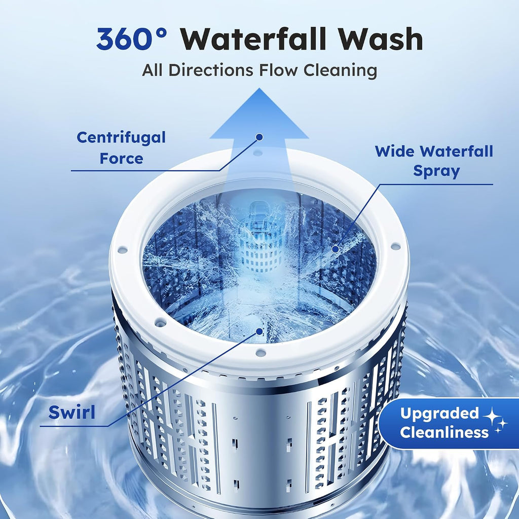 Compact Top-Load Washing Machine, Full-Automatic 1.5 Cu.ft Washer with 10 Water Levels & 8 Wash Programs for Apartment, Home, Dorm and RVs