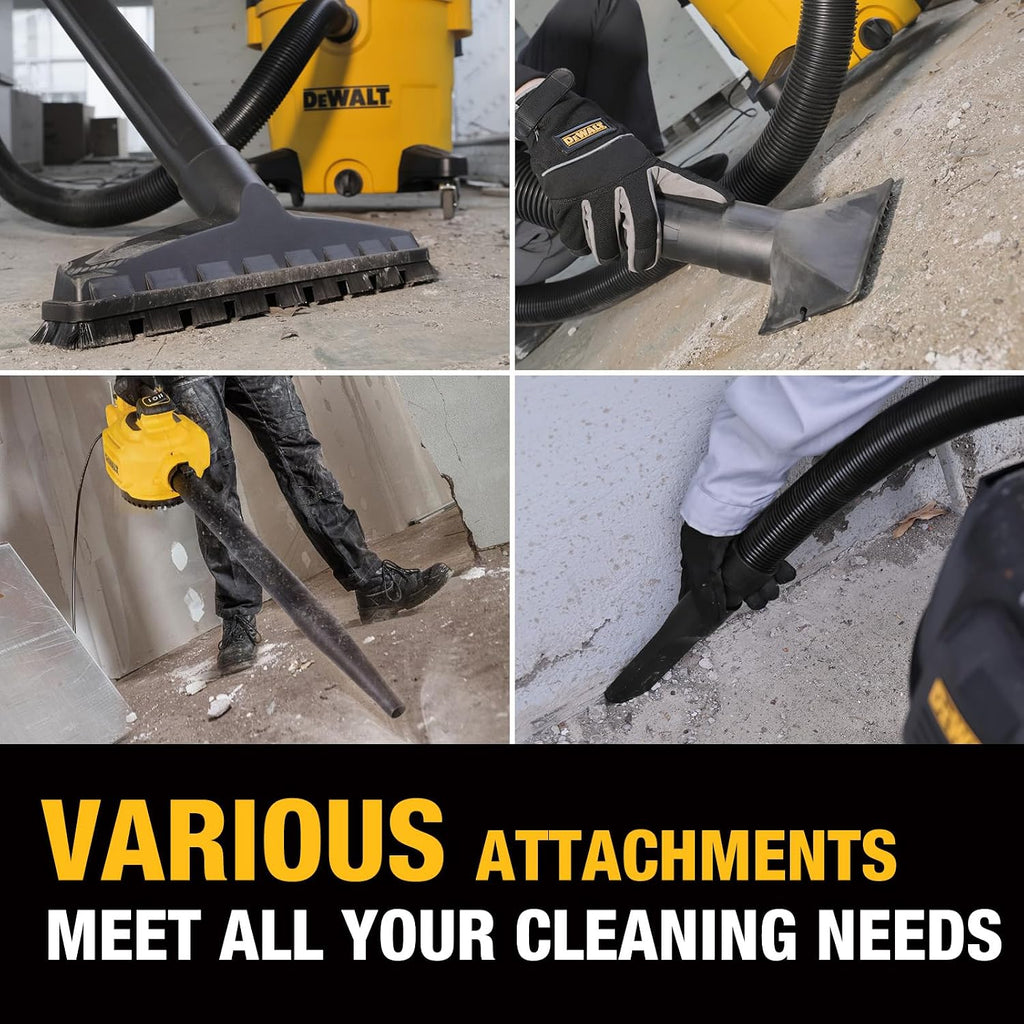 DEWALT 12 Gal Shop Vac, 5.5 HP Wet Dry Vac with Detachable Blower, High-Capacity Cleaner for Garage, Car, Workshop & Outdoor Leaves, All-in-1 DXV212PA (Reusable Bag)