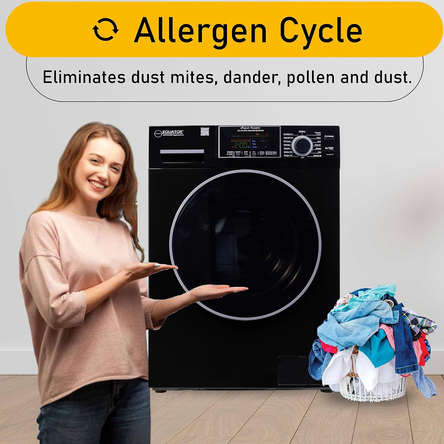 Equator All-in-One Washer Dryer VENTLESS/VENTED PET cycle 1.62cf/15lbs 110V