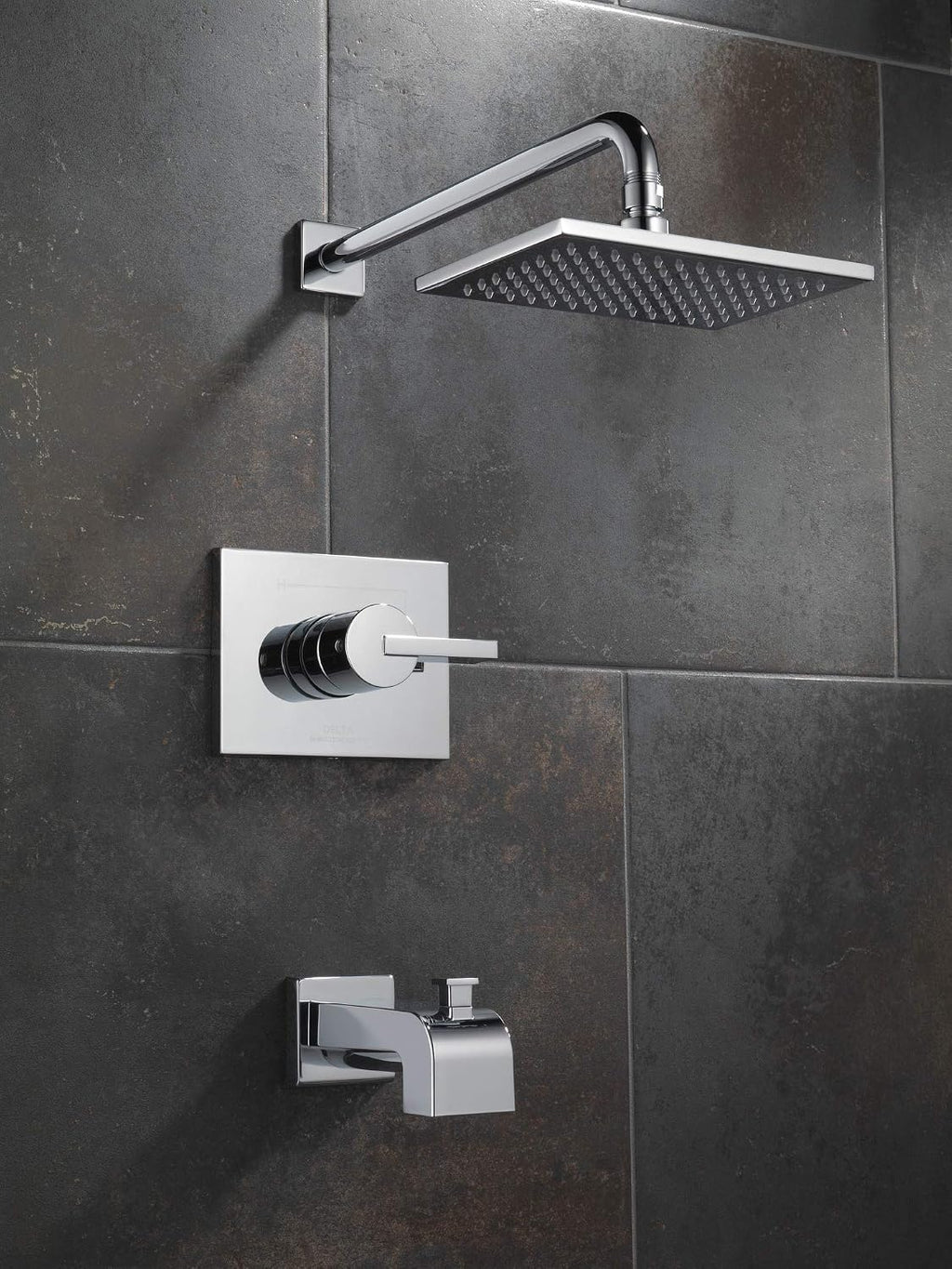 Delta Faucet Vero 14 Series Single-Function Tub and Shower Trim Kit with Single-Spray Touch-Clean Rain Shower Head, Chrome T14253 (Valve Not Included)