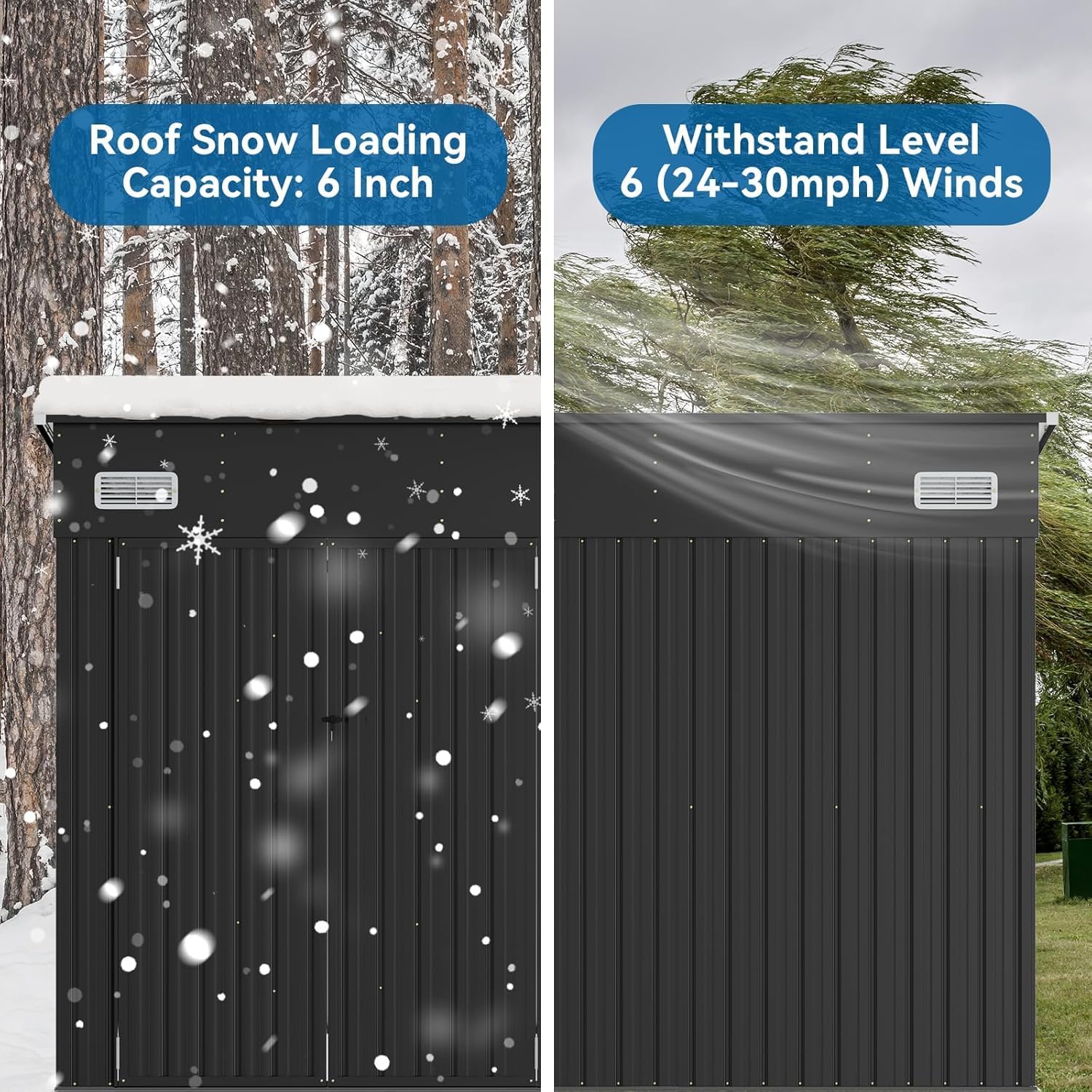 354 cu.ft Shed 9.5x7.4 Ft Premium Galvanized Steel Storage Sheds with Triple Doors Weatherproof Outdoor Utility Sheds, Dual Lock Lean to Shed for Mower, Bike, Generator, Garden Tools (Black)