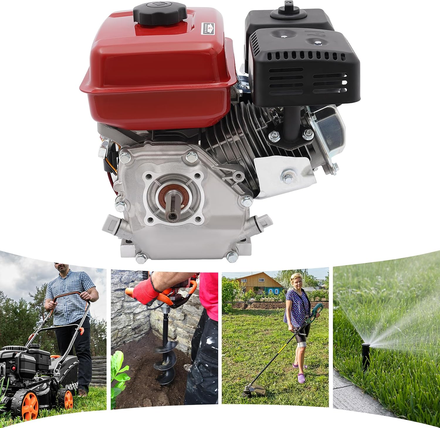 212cc 4-Stroke Pull Start Petrol Engine w/0.95Gal Fuel Tank,3000W 7.5HP Horizontal Air Cooled Single Cylinder Home-use Gas Engine for Water Pumps,Vibrators,Generators,Puffers,Threshers.