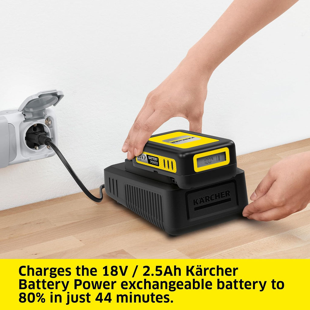Kärcher Starter Kit Battery Power 18/25, 18 V Battery with 2.5 Ah and Fast Charger, Compatible Garden Tools, Real Time Technology, Intelligent Cell Monitoring, Lithium-Ion Cells