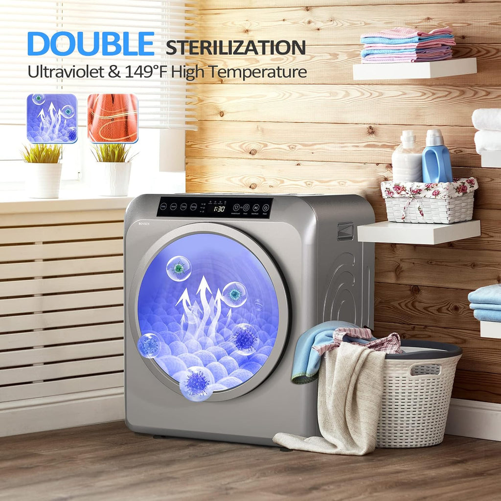 ROVSUN 3.5CuFt Portable Clothes Dryer and 25LBS Full-Automatic Washing Machine Set, Compact Laundry Washer and Dryer Combo Set with Stainless Steel Inner Tub for Apartment, Home