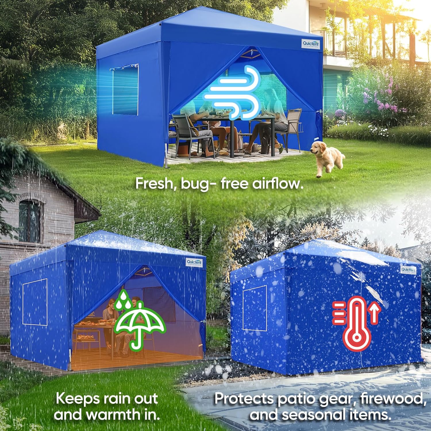 Quictent Privacy 8x8 Pop up Canopy Tent with Sidewalls and Roll-up Ventilated Windows, One Person Easy Setup, Outdoor Commercial Gazebo Shelter Enclosed Waterproof, Bonus 4 Sandbags