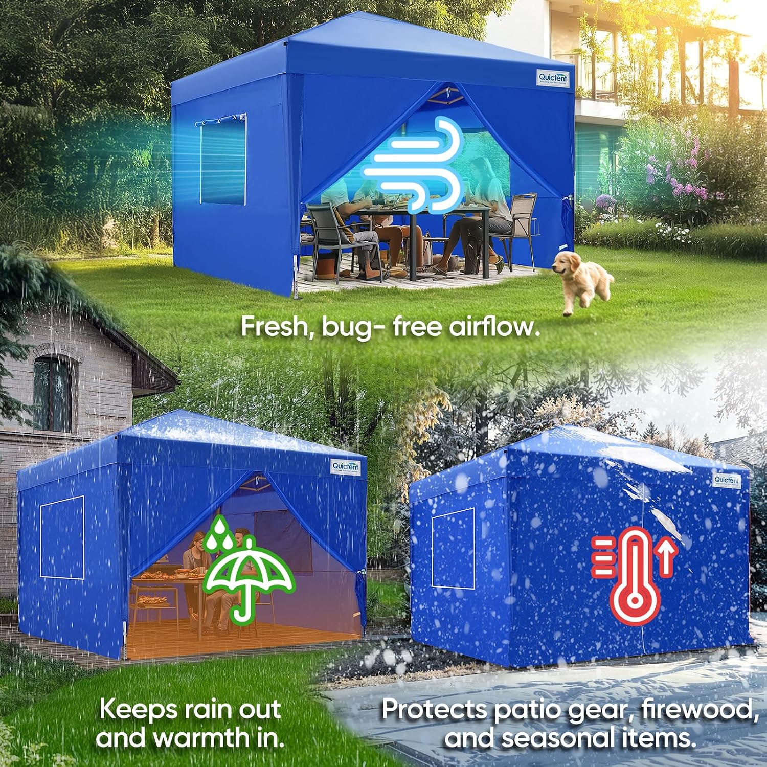 Quictent Privacy 10x10 Pop up Canopy Tent with Sidewalls and Roll-up Ventilated Windows, One Person Easy Setup, Outdoor Commercial Gazebo Shelter Enclosed Waterproof, Bonus 4 Sandbags
