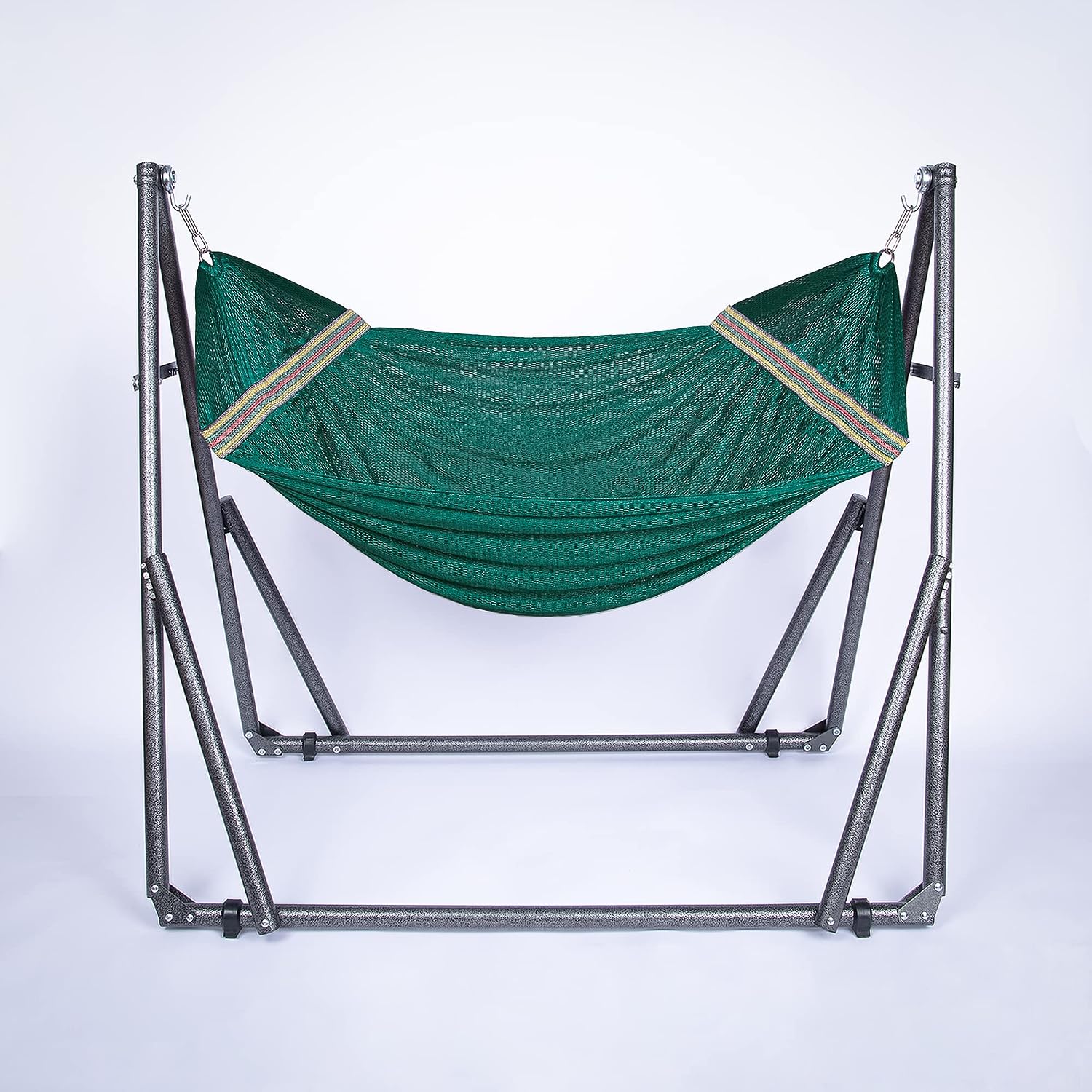 2 in 1 Hammock and Swinging Chair with Collapsible Steel Stand 450 lbs Capacity- Carrying Case, Portable & Adjustable, Perfect for Camping Beach Summer Patio, EZ Daze Foldable Hammock with Stand-GREEN