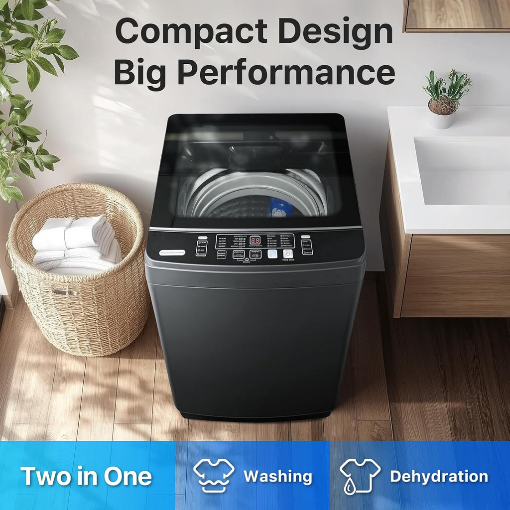 Anypro Washing Machines 27 LBS Full Automatic Clothes Washer and Spinner Combo with 10 Program and 8 Water Level, Laundry Wash Spin Dryer for Apartment RV Dorm, Grey
