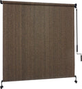 10' W x 8' H Outdoor Roller Shades, Cordless Patio Roll Up Outdoor Blinds with 2 Poles & 1 Fabric, Exterior Sun Shade Cloth for Porch, Gazebo, Balcony, Pergola, Mocha