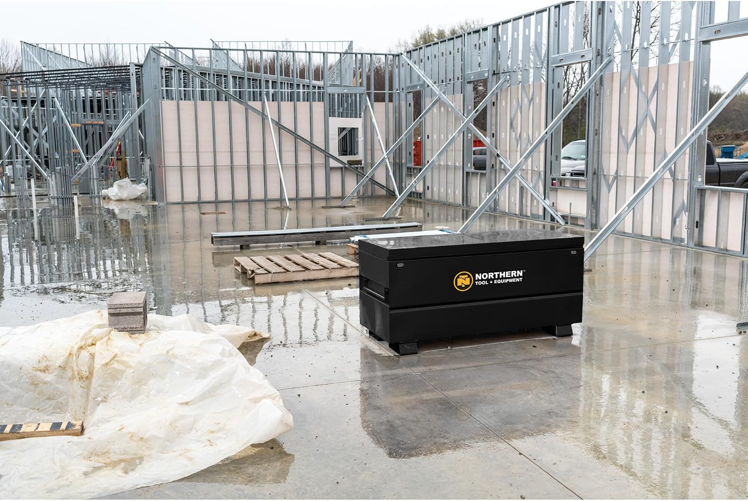 Northern Tool + Equipment. Jobsite Box, Black, 48in.W x 24in.D x 28in.H, Model# 2048-NTE (60 Inches)