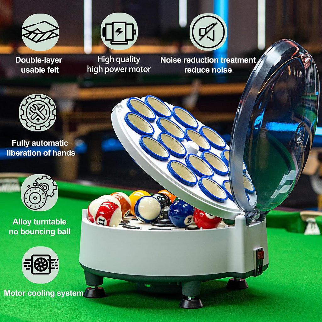 Pool Ball Cleaner Pool Ball Polishing Cleaning Machine Billiard Ball Cleaner Electronic Pool Balls Polishing for 16 Billiard and Snooker Balls 110V 180V