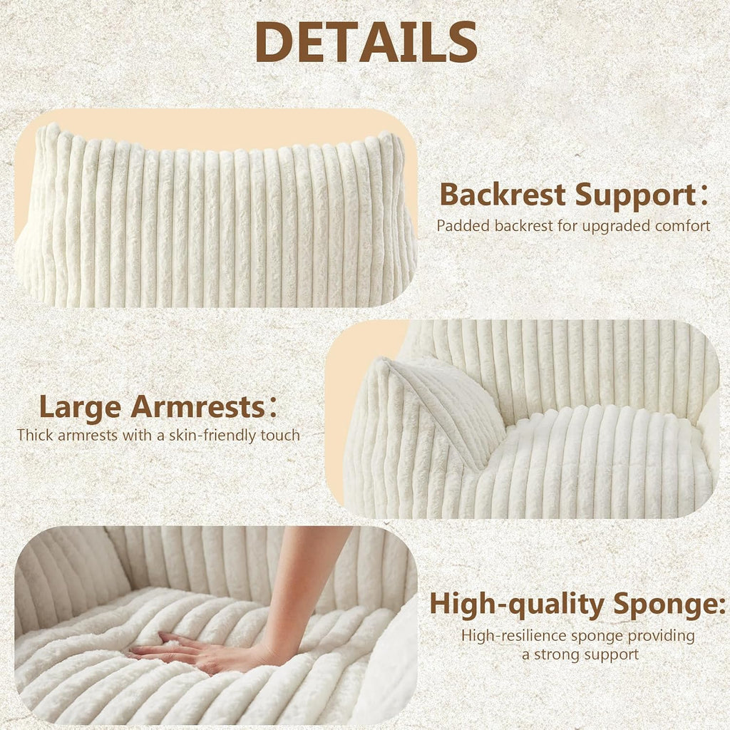 Achicsofar Giant Bean Bag Chairs for Adults Teens, Large Bean Bag Sofa Chairs with Filling Comfy Fuzzy BeanBag Chair with Armrests for Bedroom Living Room Reading