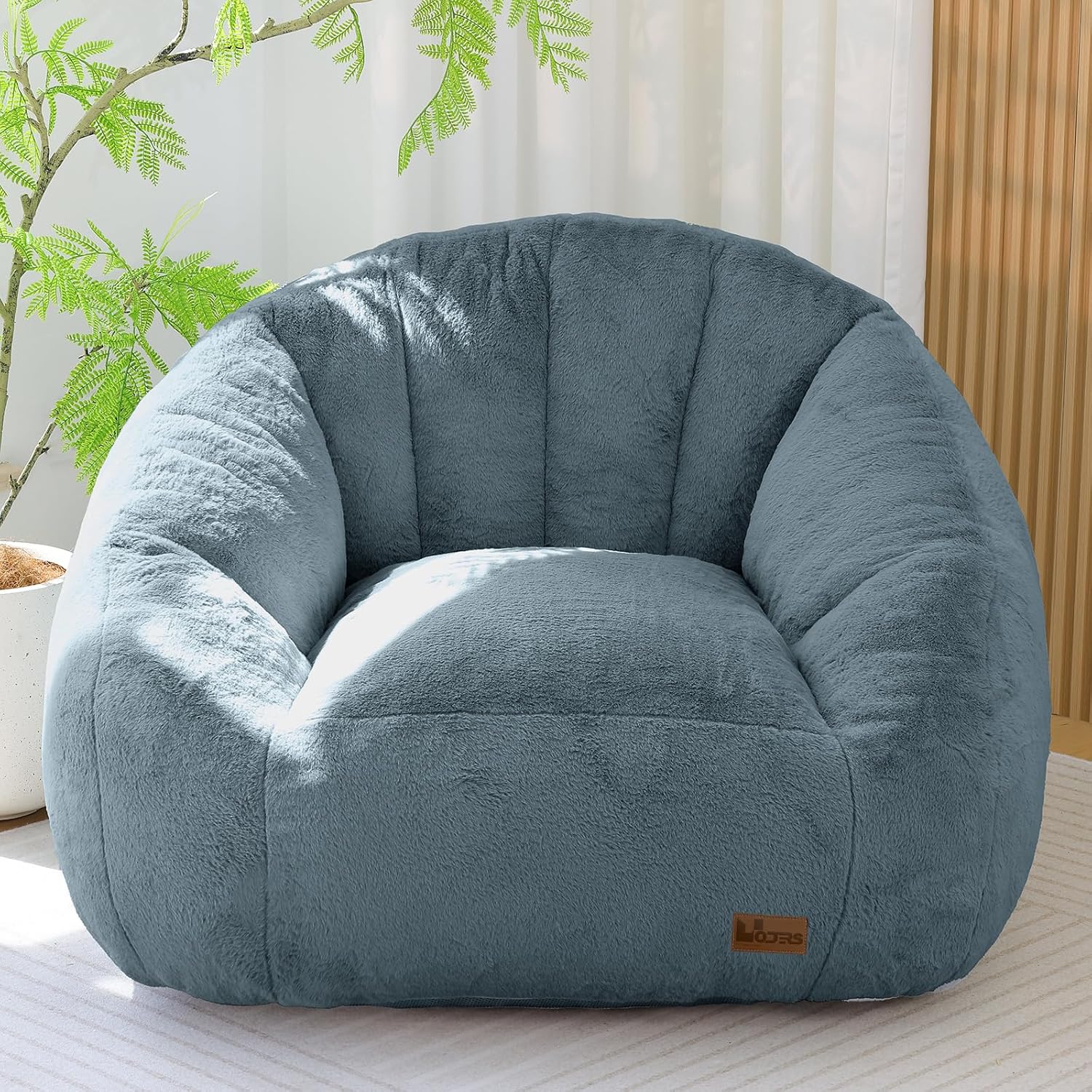 Giant Bean Bag Chair for Adults, Teens and Kids, Cozy Fluffy Corduroy Beanbag Chair with Filler, Large Floor Lounge Sofa for Living Room, Bedroom, Dorm, Gaming and Reading(XL-Blue)