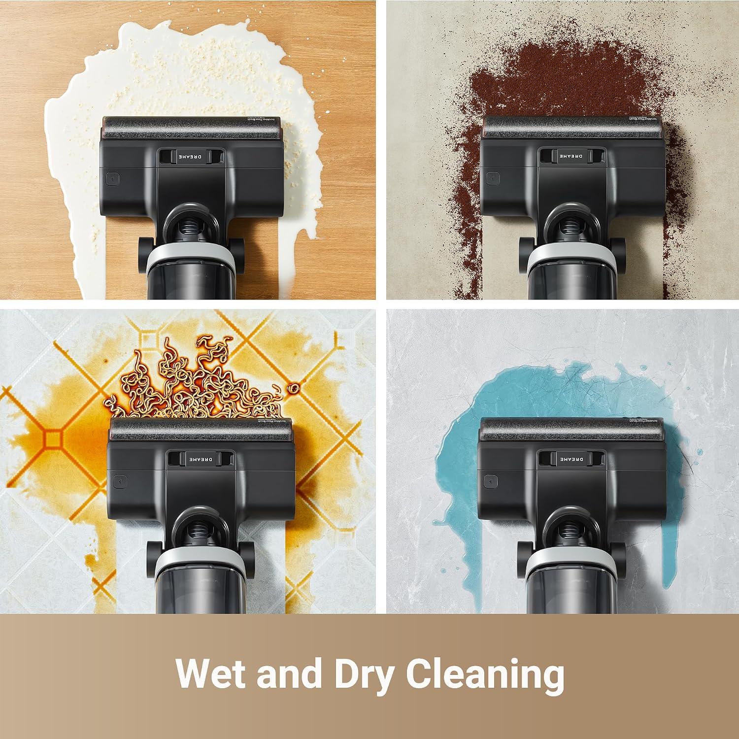 Dreame H14 Cordless Vacuum Mop, 180° Lie-Flat Wet Dry Vacuum cleaner, 140°F Brush Washing, Fast Hot Air Drying in 5Mins, Great for Sticky Messes (Renewed)