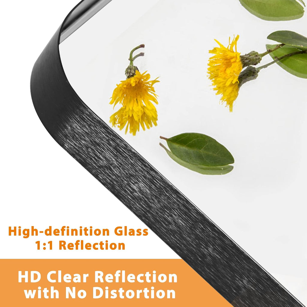 NeuType Full Length Mirror, 63'x20' Floor Mirror Full Body Dressing Mirror Round Corner, Hanging or Leaning Against Wall Large Rectangle Wall Mounted Deep Set Aluminum Alloy Frame for Bedroom, Black