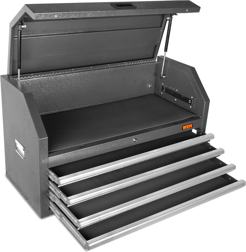 Wen 42-Inch Premium Tool Chest with Heavy Duty 21-Gauge Powder-Coated Steel Construction and Onboard Charging Station (GG421T)