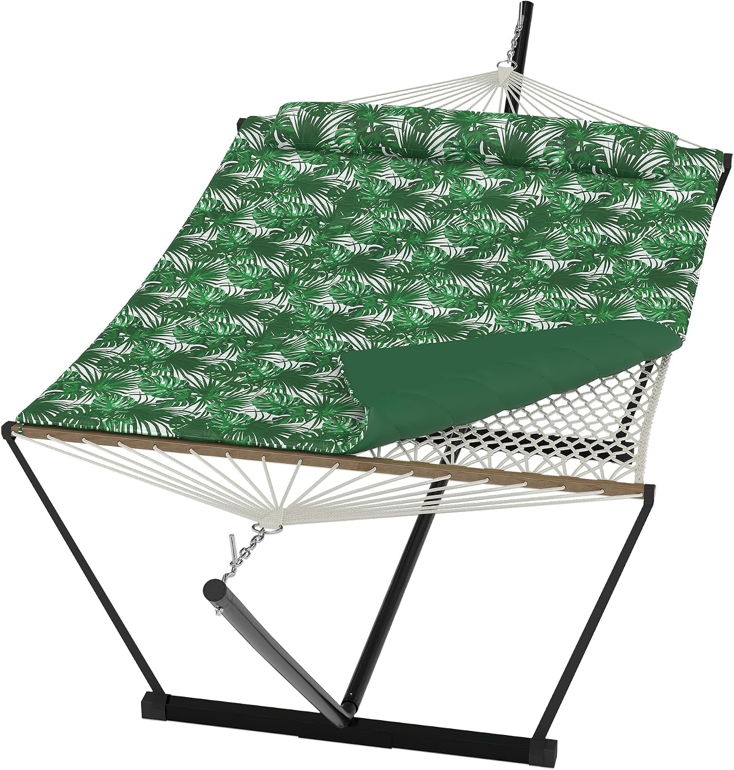 GarveeHome Double Hammock with Heavy-Duty Steel Stand, 2 Person Portable Hammock, 450LBS Max Weight Capacity, Easy Assembly, Ideal for Indoor, Backyard, Camping & Outdoor Use