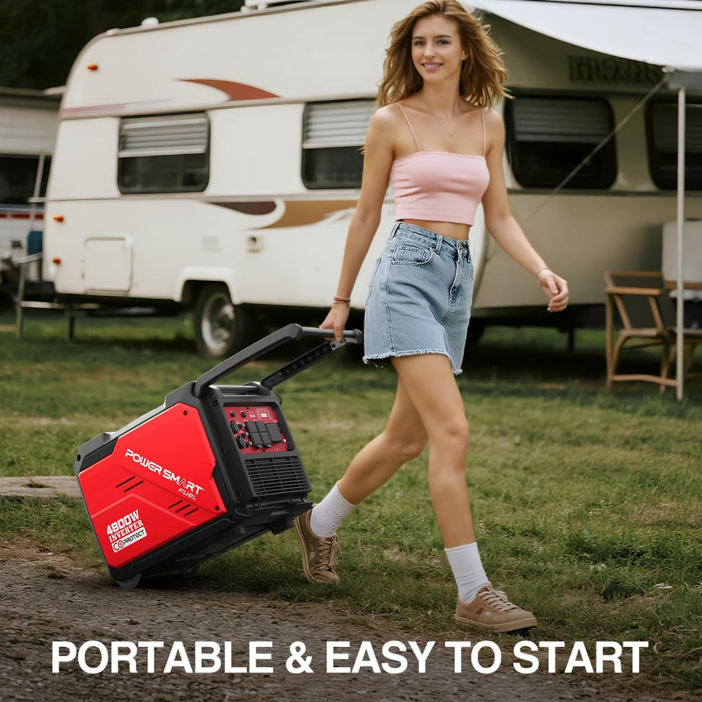 PowerSmart 4800-Watt Portable Inverter Generator with Electric Start, Super Quiet, Wheel Handle Kit, CO Protect, RV Ready, EPA Compliant