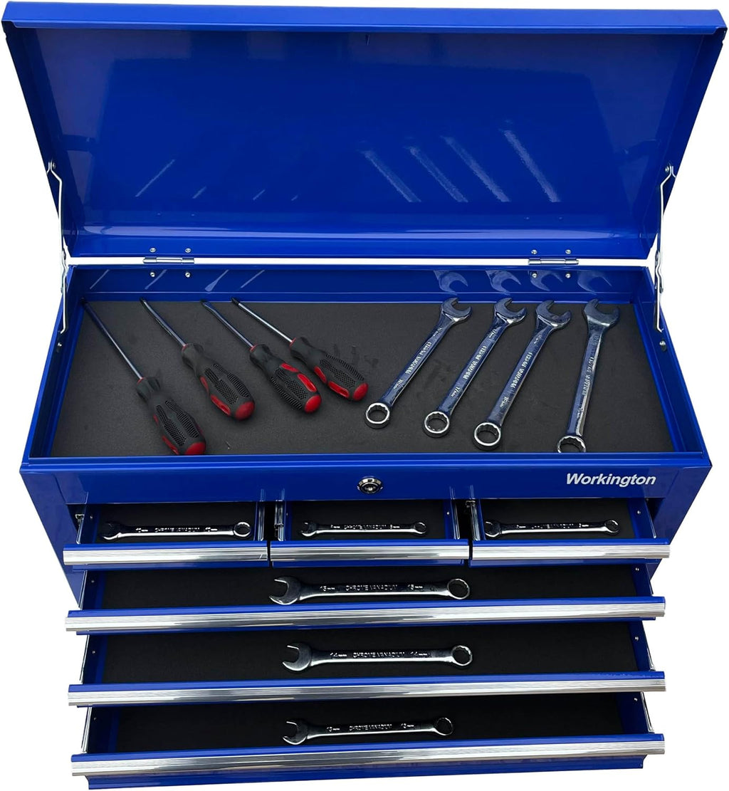 Workington Portable Metal Tool Chest with 6 Drawers, 24' 6-Drawer Tool Chest Cabinet with Ball Bearing Drawer Slides, Steel Tool Storage Box Organizer 4005 Blue