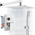 Aolemi Shower Faucet Set Rain Shower System with Handheld Spray Bathroom Shower Combo Rough-in Valve and Shower Trim Kit Included Polish Chrome 16 Inch Wall Mount Shower Head