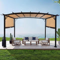 Outvita Patio Pergola, 8x12ft Arched Aluminum Gazebo with Adjustable Waterproof Sun Shade Shelter Awning for Garden Lawn Deck