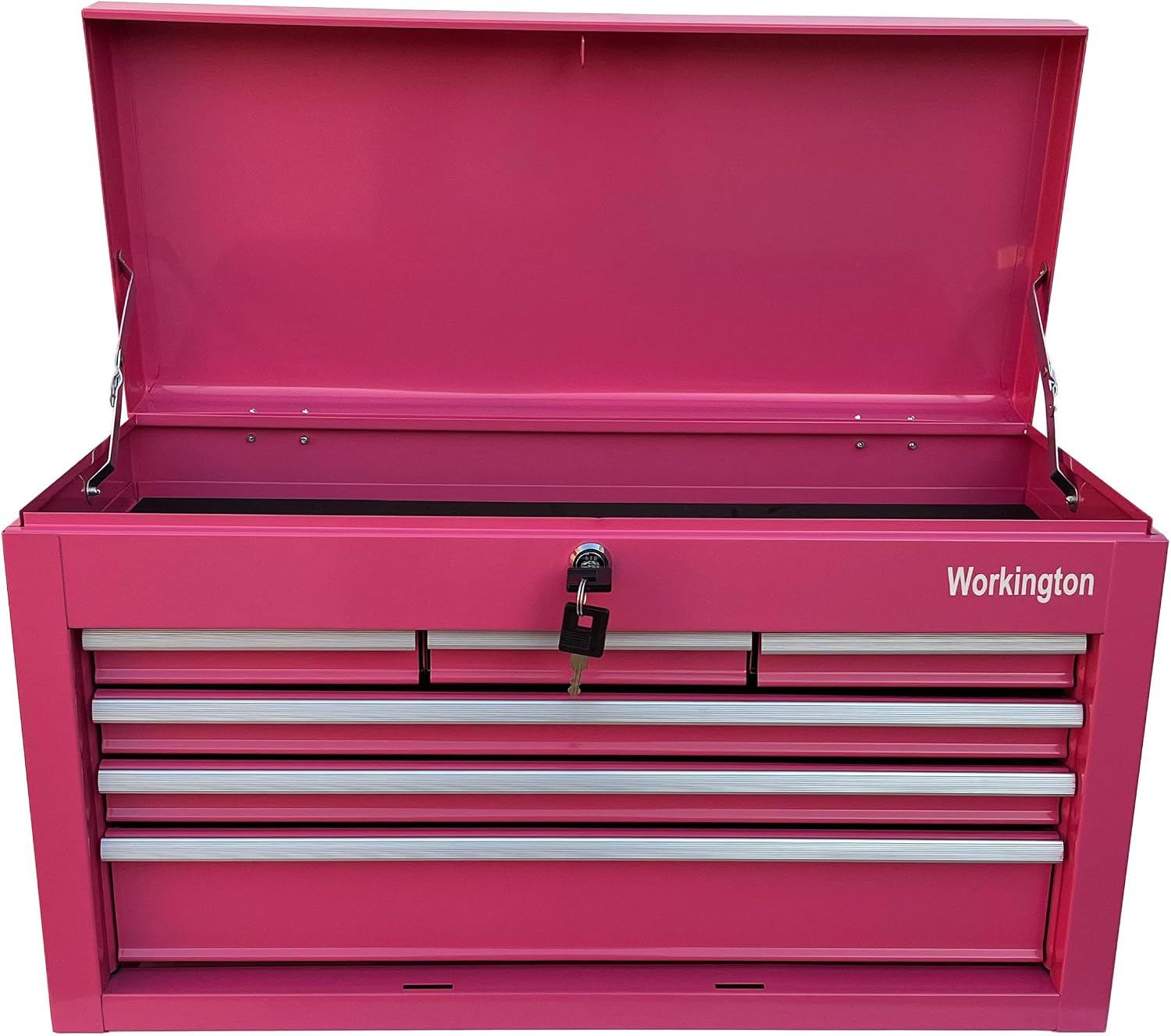 Workington Portable Metal Tool Chest with 6 Drawers, 24' 6-Drawer Tool Chest Cabinet with Ball Bearing Drawer Slides, Steel Tool Storage Box Organizer 4005 Pink