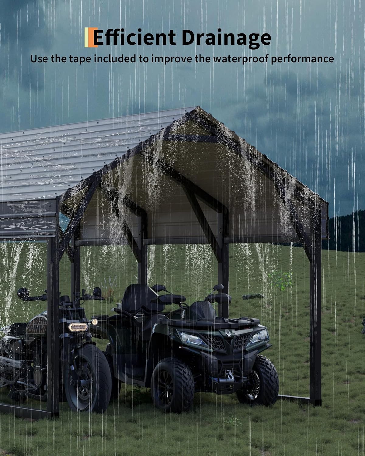 GarveeLife 12x13 ft Metal Carport Shed, Reinforced Frame and Steel Roof for All-Weather Use, Permanent Shelter for Cars, Motorcycles, ATVs, or Boats
