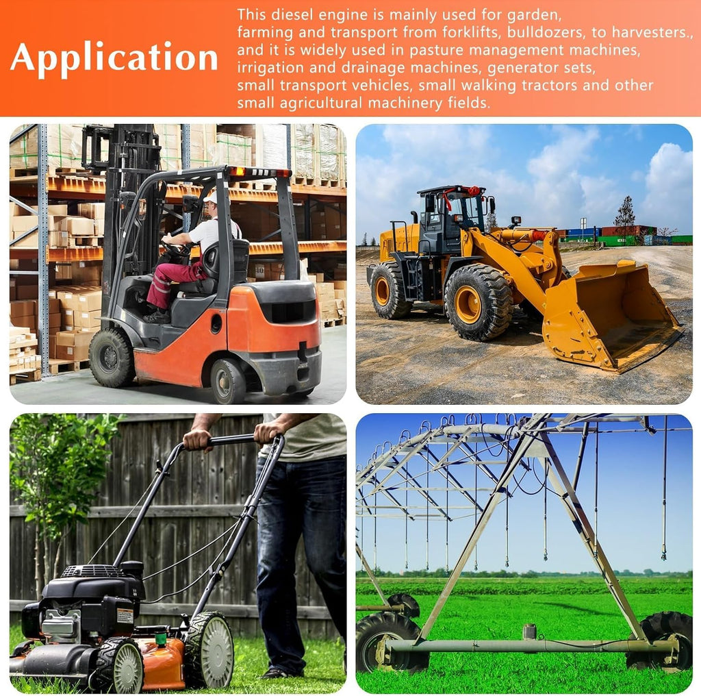 Diesel Engine, 196Cc 4-Stroke Single-Cylinder Diesel Engine, 3HP Engine with Air-Cooled Recoil Starter Systemdiesel Engine for Go-Karts, Lawnmowers, Generators, Log Cutters