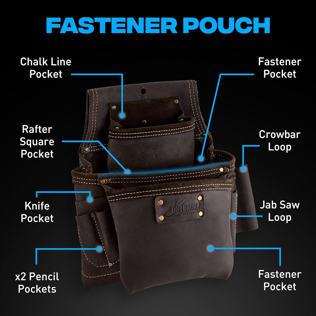 OX Pro Construction Tool Belt with Suspenders - Made of Oil-Tanned Leather with Double-Stitching and Steel Rivets - 22-Pocket Small Tool Belt