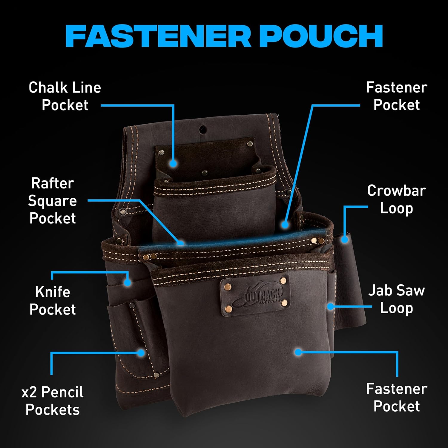 OX Pro Construction Tool Belt with Suspenders - Made of Oil-Tanned Leather with Double-Stitching and Steel Rivets - 22-Pocket Small Tool Belt