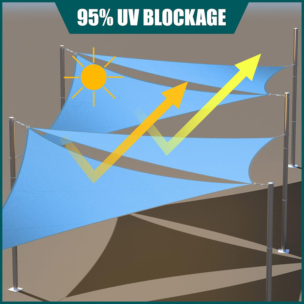 Royal Shade 12' x 20' Blue Rectangle Waterproof Sun Shade Sail Order to Make rsTADS14 Canopy Awning, UPF50+ 95% UV Blockage Water Resistant, Outdoor Backyard Patio Garden Carport (We Customize)
