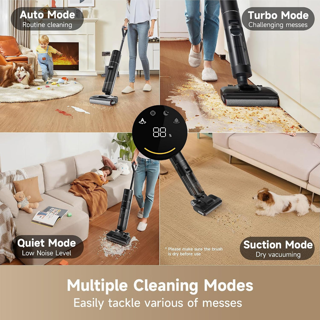 DREAME H12 Pro FlexReach Wet Dry Vacuum Cleaner, 0 Tangle Cordless Vacuum Mop All-in-One for Hard Floors, 180° Lie-Flat with 194°F Self-Cleaning, 50Mins Runtime (Renewed)