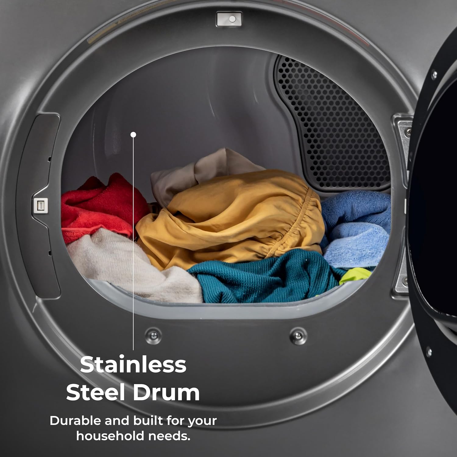 Kenmore 8.0 cu. ft. Front Load Electric Dryer with Wrinkle Guard & Accela Steam to Reduce Wrinkles, Static & Odors - Smart Sensor Drying - LED - ENERGY STAR Certified - Metallic Silver