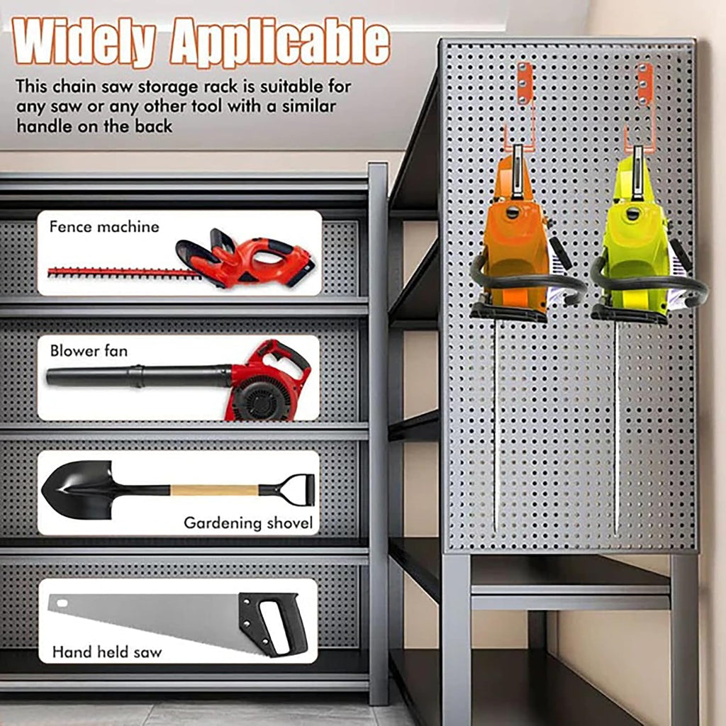 Chainsaw Hanger, 6 Pack Heavy Duty Chainsaw Holder Wall Mount, Garage Shop Organization and Storage Shed Organizer Weed Eater Hanger Backpack Blower Rack Yard Maintenance Must Haves