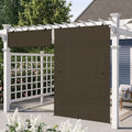 E&K Sunrise 4'W x 7.5'H Outdoor Roller Shades Patio Cordless Roll Up Blinds Foldable Sun Shade UV Block Exterior Sun Screen for Outside Porch Backyard Deck Pergola (Brown)