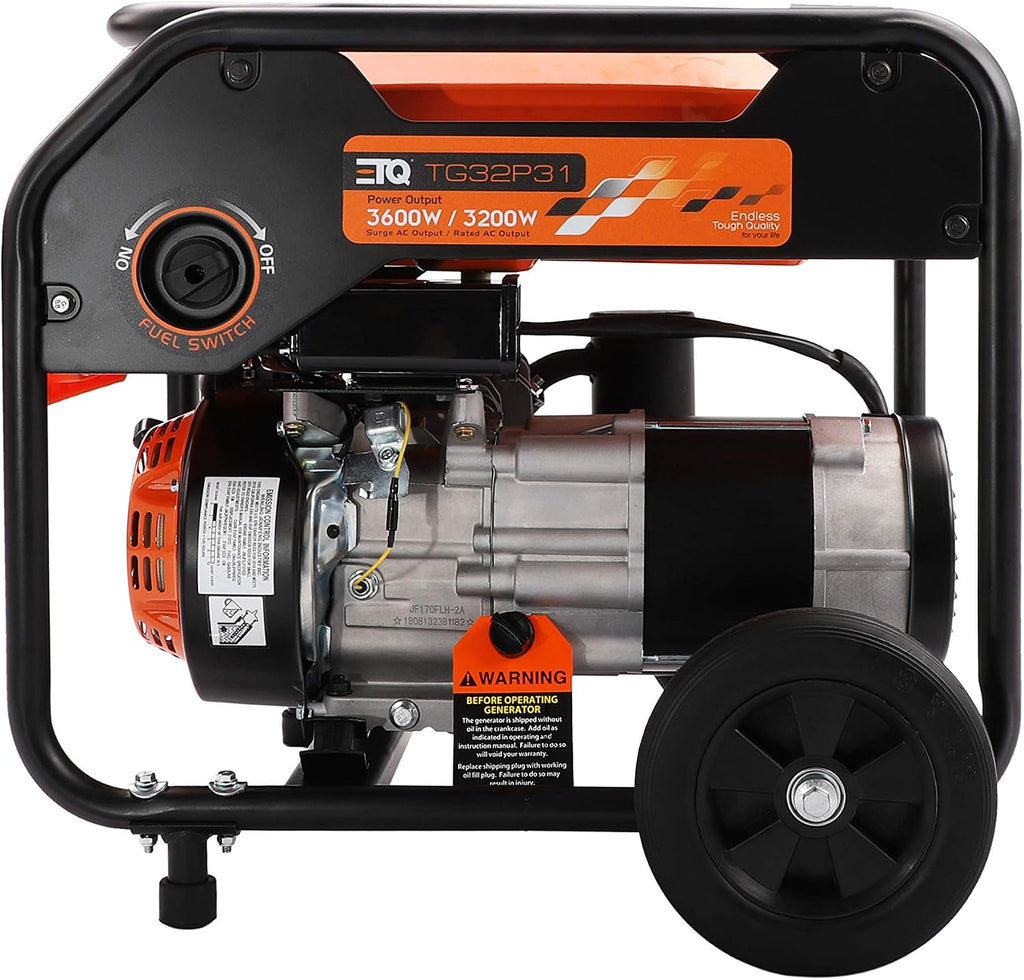 ETQ-13 Tough Quality 3600-Watt Gas Powered Generator, Extremely Quiet- CARB Compliant