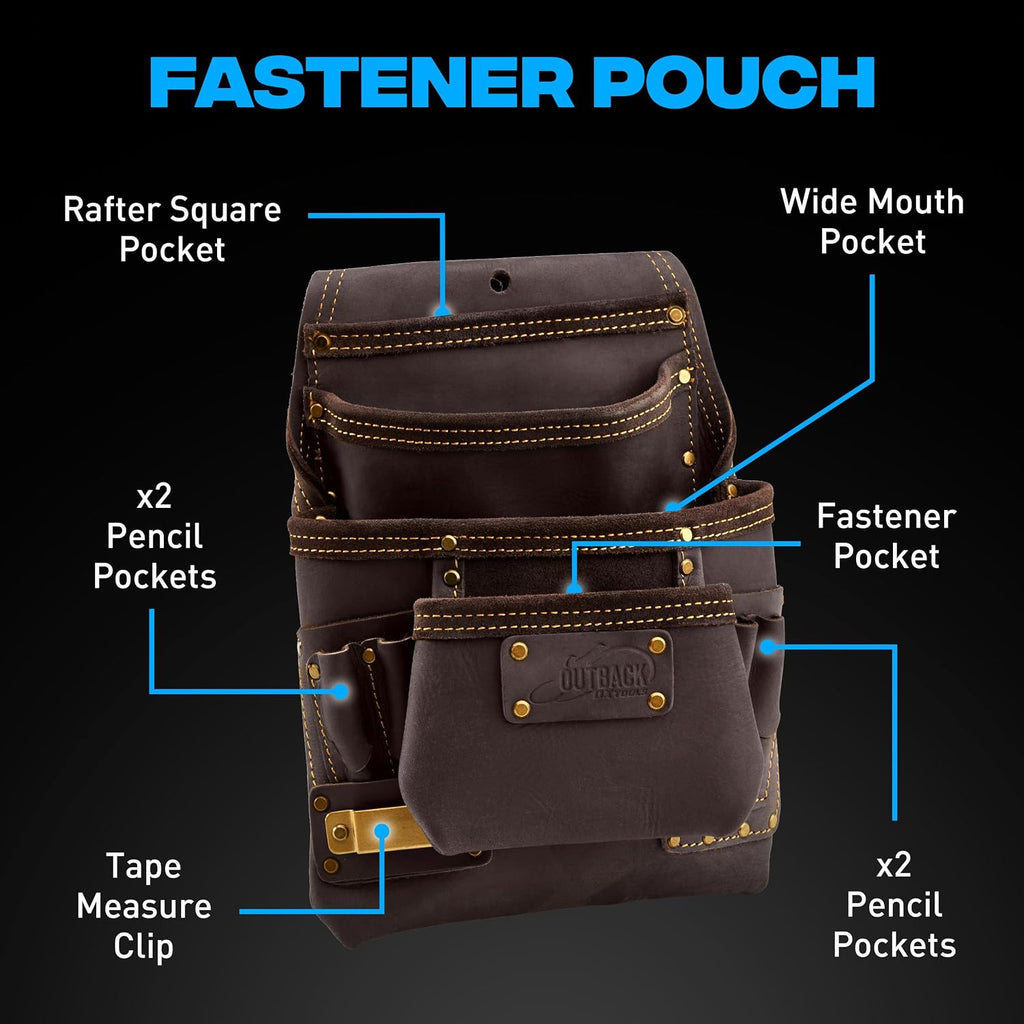 Ox Pro Drywall Tool Belt with Padded Suspenders - 22-Pocket Leather Pouches - Small Made of Oil-Tanned Leather with Double-Stitching and Steel Rivets - OX-P263805