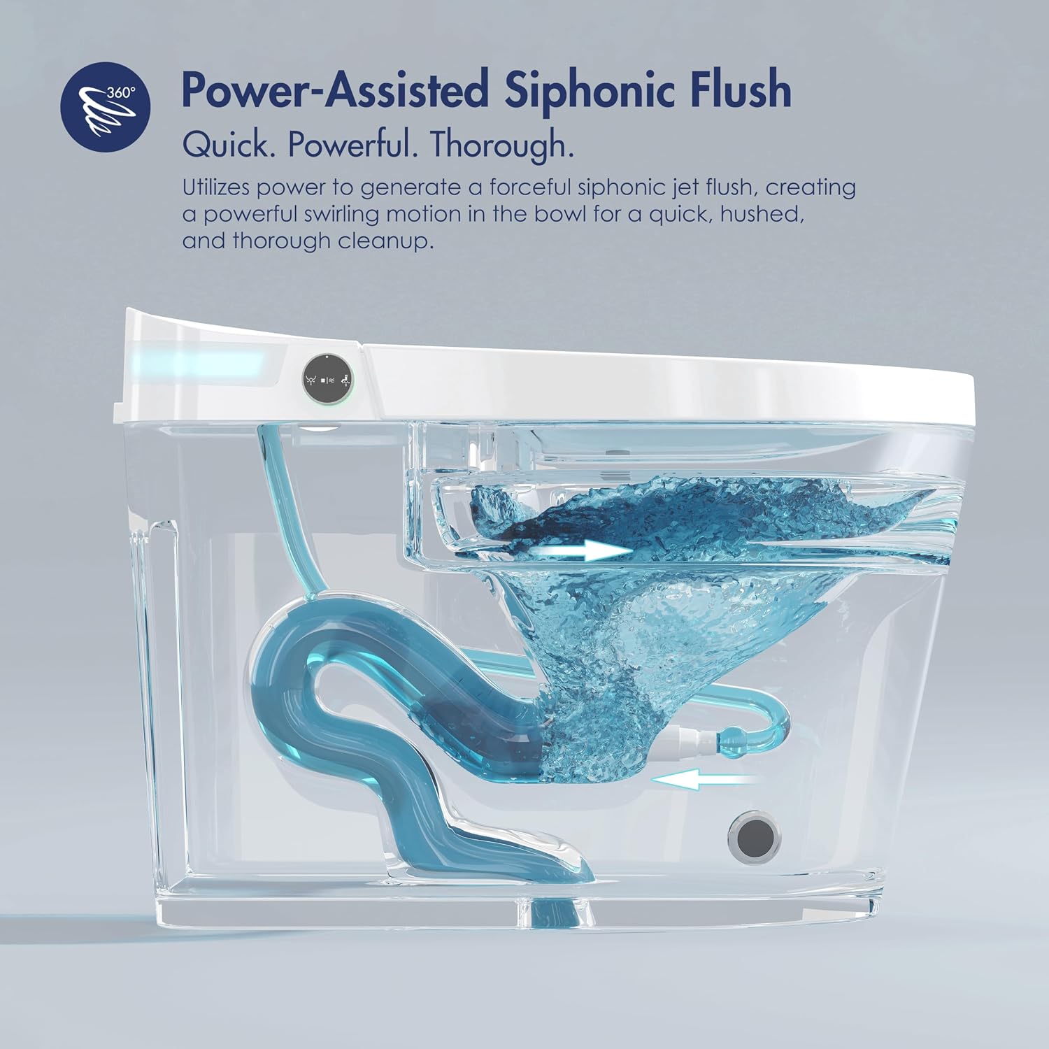 Smart Toilet, Eridanus One Piece Bidet Toilet for Bathrooms, Foot-Sensor, Off-Seat Auto Flush, Adjustable Warm Water Sprayer, Air Dryer, Elongated Heated Seat, Power-Assisted Flush