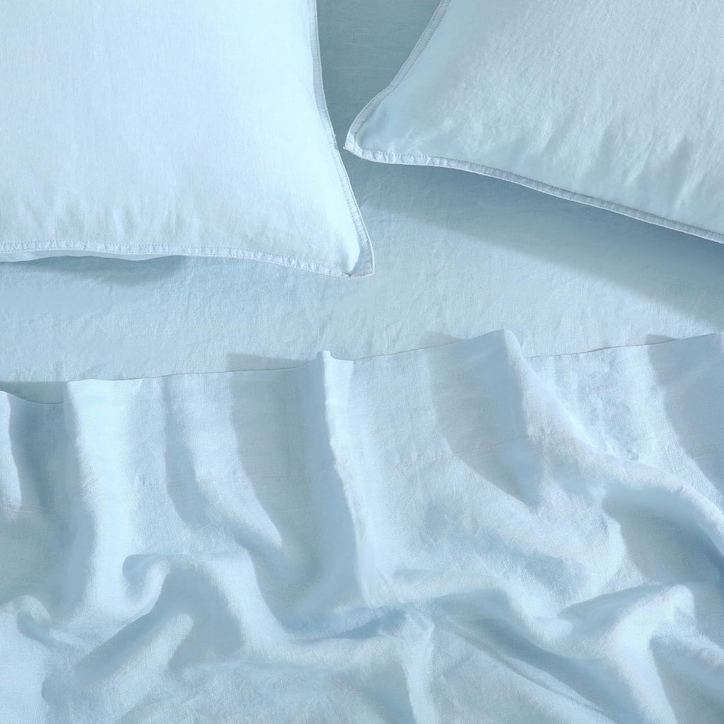 Luxurious 100% Pure French Linen Flat Sheet - Stone Washed, Soft, Breathable, Moisture-Wicking & Eco-Friendly (Blue, 1 Flat Sheet Only - K/CK)