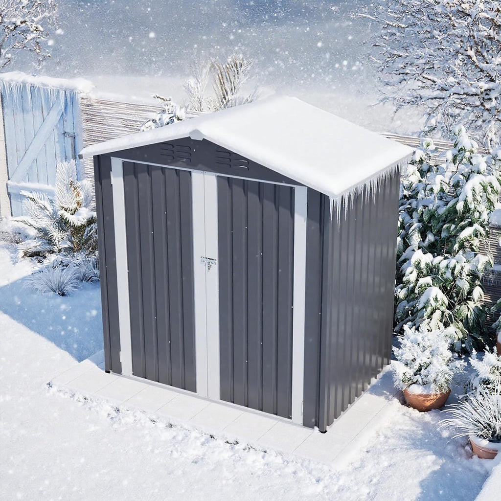 6 x 4 FT Metal Outdoor Storage Shed,Backyard Garden Tool Shed– Lockable Door, Waterproof Sloped Roof, Reinforced Galvanized-Steel Frame, Multi-Purpose Garden Shed for Backyard, Patio & Lawn