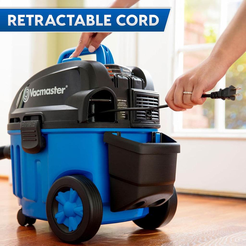 Vacmaster 4 Gallon, 5 Peak HP with 2-Stage Industrial Motor Wet/Dry Floor Vacuum, VF408, Blue