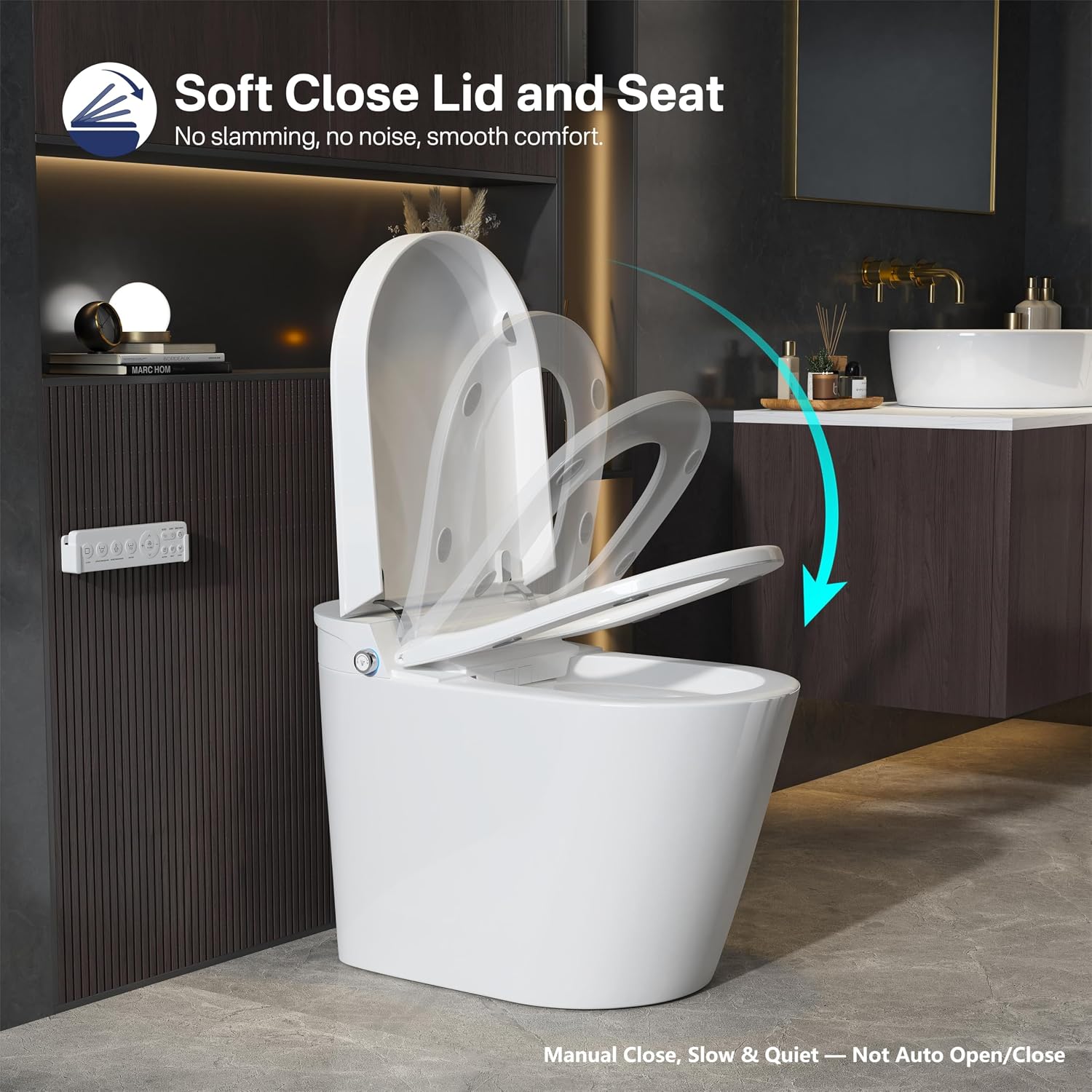Smart Toilet, Eridanus One Piece Bidet Toilet for Bathroom, Toilet with Heated Bidet Seat, Adjustable Warm Water Wash & Dryer, Foot Sensor Flush, Tankless Toilet with LED Display, White