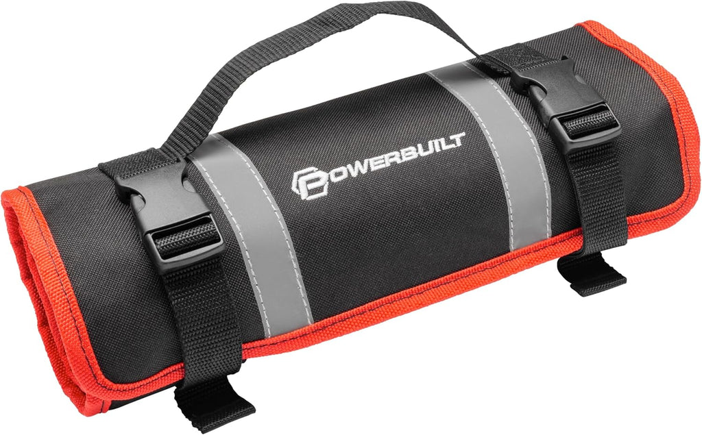 Powerbuilt 100 Piece Motorcycle Tool Kit with Roll Pouch, Roadside, Travel Wrenches, Ratchet, Sockets - 643028ECE