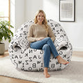 DAICO Bean Bag Chairs for Adults Comfy Bean Bag Sofa Chair with Armrests Plush Single Lazy Floor Sofas Accent Chair with Foam for Living Room Bedroom Reading Gaming Office (Letter White)