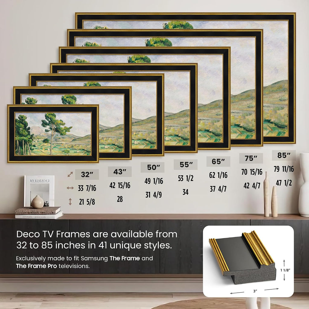 Antique Gold & Black 85' Premiere Deco TV Frame - Compatible ONLY with Samsung The Frame TV and Pro TVs (Fits 2021-2026, LS03A, LS03B,LS03C,LS03D,LS03FA,LS03FW)