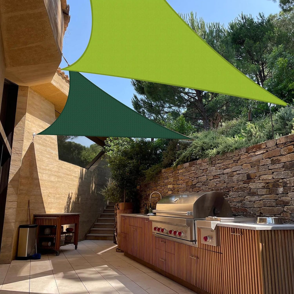 Terylene Waterproof Sun Shade Sail UV Blocker Sunshade Patio Equilateral Triangle Knitted 220 GSM Block Fabric Pergola Carport Awning 16'5''x 16'5''x 16'5'' in Color Green