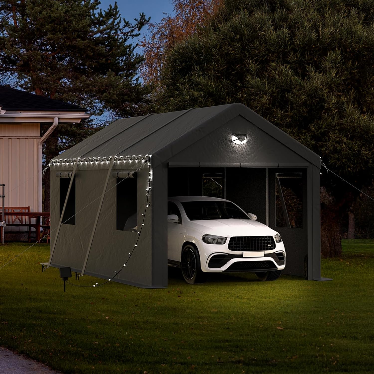 Carports Canopy Heavy Duty, Portable Garage with Sidewalls (10x20, Grey)
