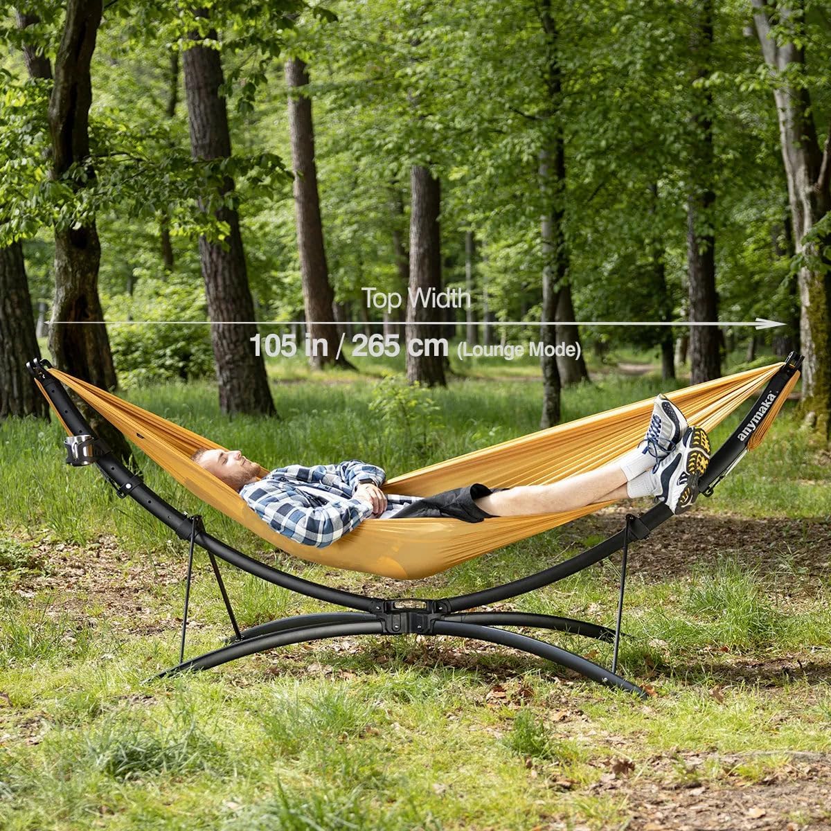 anymaka Set Up in 3 Seconds Adjustable Portable Aluminum Alloy Hammock Stand for Outside with Chair Mode & Lounge Mode up to 105''