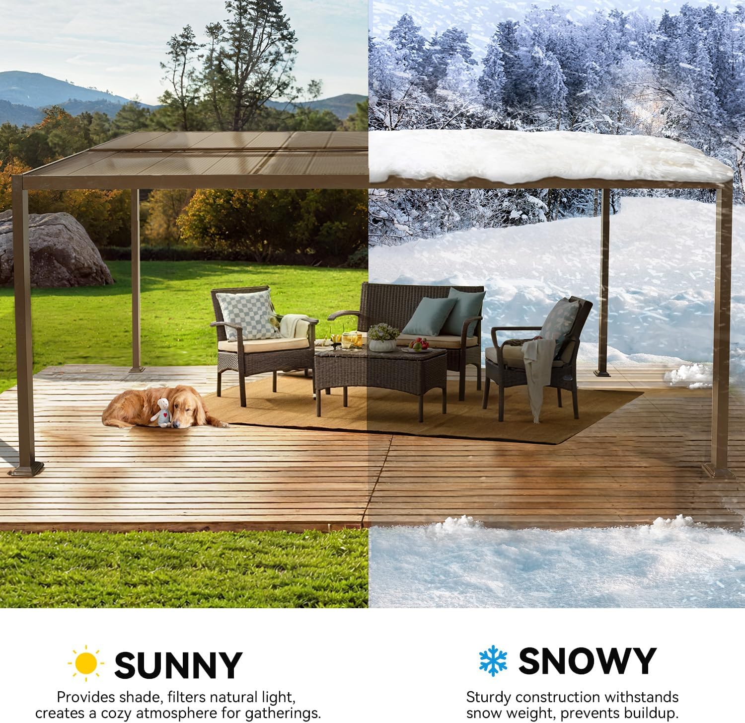 Gazebo 12x20 with Adjustable Polycarbonate Roofs, All Aluminum Frame Permanent Pergola for Patio, Outdoor Freestanding Shelter, Dark Brown