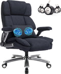 750lbs Heavy Duty Desk Chair with 3D Kneading Massage, Big and Tall Office Chairs with Ergonomic Support, 3D Armrests, 5 Quiet Dual Rubber Wheel, Thick Spring Cushion(Black-Fabric)